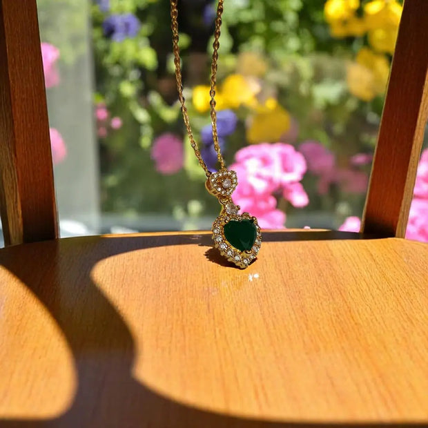 24k Gold Plated Zarqoon Green Heart Combo Set3