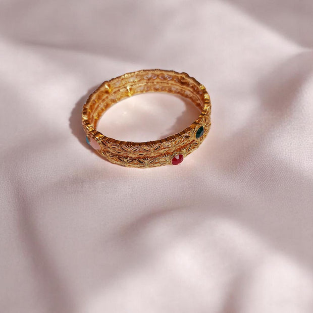 24k Gold Plated Multi Color Bangles 1