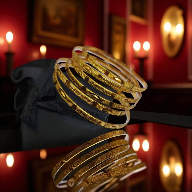 24k Gold Polish High Quality 6 Bangles Set3