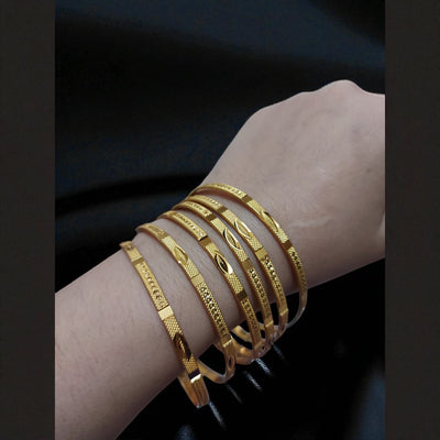 24k Gold Polish High Quality 6 Bangles Set4