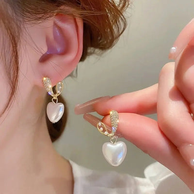 925 Silver Needle Sweet Crystal Heart Earrings73