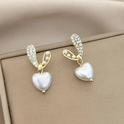 925 Silver Needle Sweet Crystal Heart Earrings70