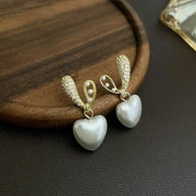 925 Silver Needle Sweet Crystal Heart Earrings71