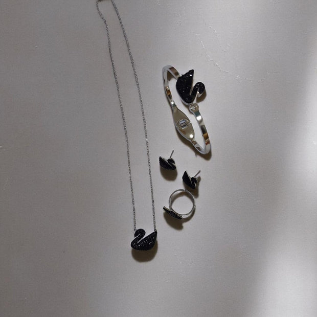 Black Swan 925 Silver Hundred with Premium Sense of Delicate Boudoir Ing Style Necklace Set3