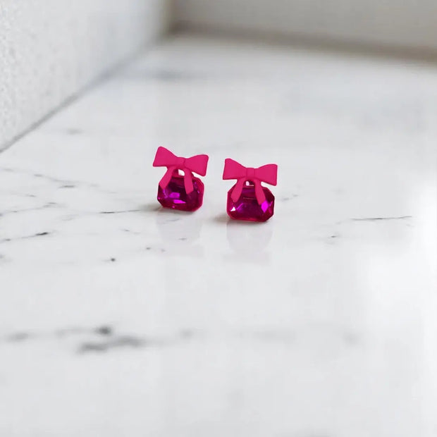  Bowknot Cube Crystal Earring Square Bow Earrings3