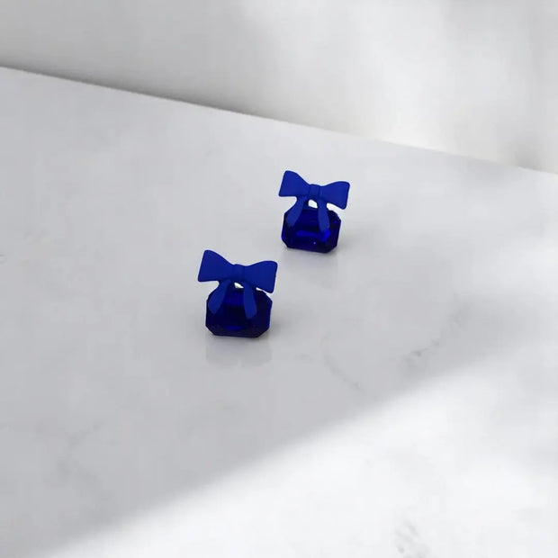  Bowknot Cube Crystal Earring Square Bow Earrings7