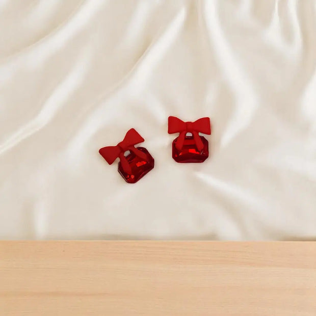  Bowknot Cube Crystal Earring Square Bow Earrings10