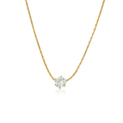 Cute Tiny CZ Round Pendant  Stainless Steel Clavicle Chain