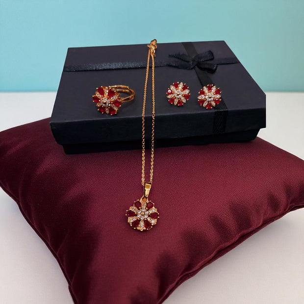 Elegant Combo Set With Adjustable Ring Rubi Combination4