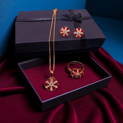 Elegant Combo Set With Adjustable Ring Rubi Combination1