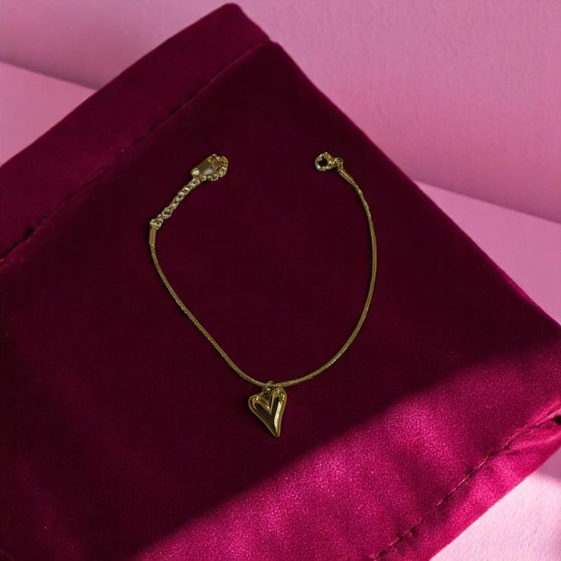 Fashion Gold Color Heart Pendant Necklace With Studs And Bracelets For Women Luxury Design Stainless Steel Temperament Clavicle Chain Set Stainless Steel 2