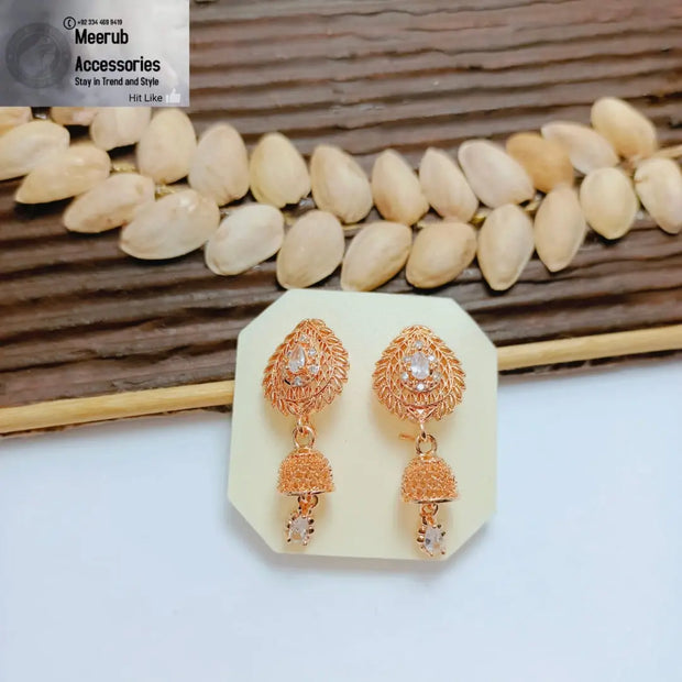 Gold Plated Drop Stone Jhumki 1