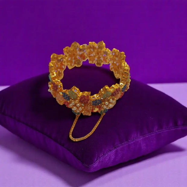 Gold Plated Noratan  Openable Kara Pair 1