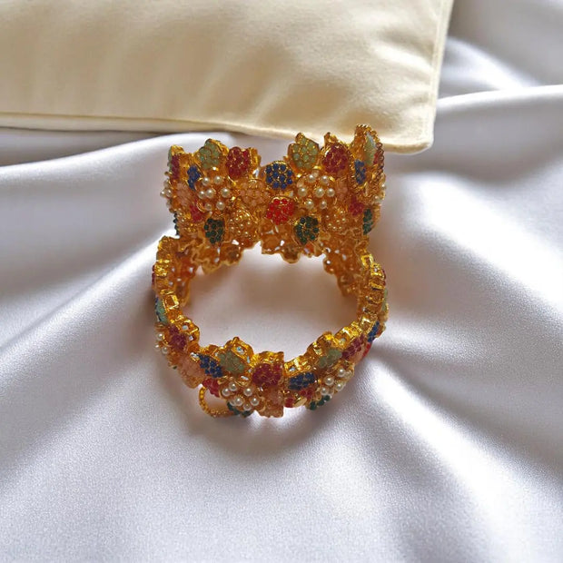 Gold Plated Noratan  Openable Kara Pair 