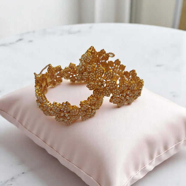 Gold Plated Noratan  Openable Kara Pair 5