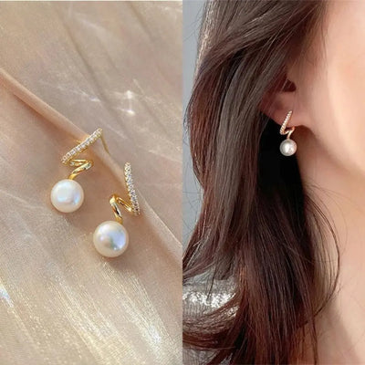 Luxury Crystal Pearl Gold Color Drop Earrings 79