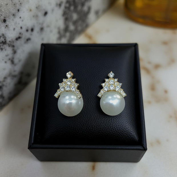 Natural Freshwater Pearl Earrings Queen of Ice And Snow S925 Silver Needle Crown Elegant Studs3