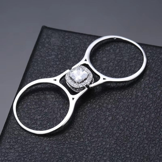 New Fashion Zircon Rings Flip Double Side Turn  Engagement Rings Reversible Diamond Stone Brass S925 Stamped1