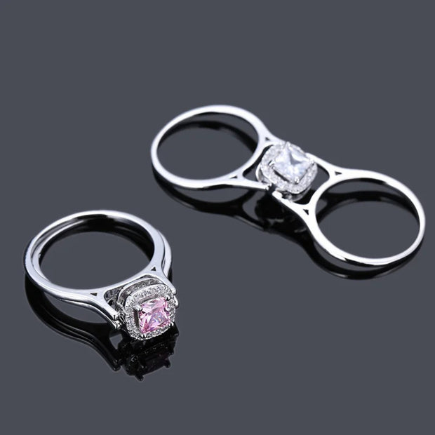 New Fashion Zircon Rings Flip Double Side Turn  Engagement Rings Reversible Diamond Stone Brass S925 Stamped7