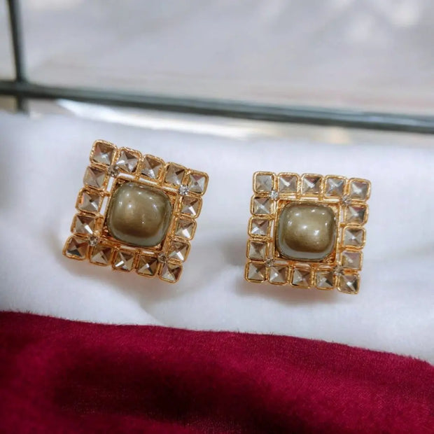 Party Wear Square Kundan Studs30