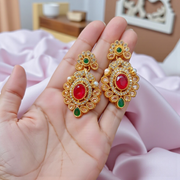 Party Wear Gold Plated Real Stone Earrings2