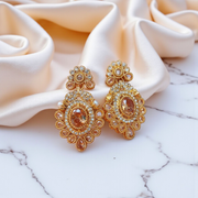 Party Wear Gold Plated Real Stone Earrings5