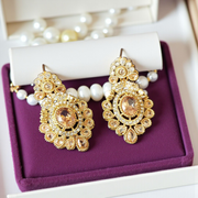 Party Wear Gold Plated Real Stone Earrings6