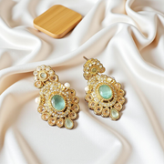 Party Wear Gold Plated Real Stone Earrings7