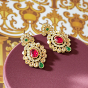 Party Wear Gold Plated Real Stone Earrings8