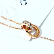 Retro Full Zircon Roman Numeral Double Rings Cross Leg Chain2