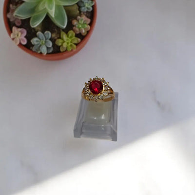 Rubi Stone Gold Plated Adjustable Ring 1