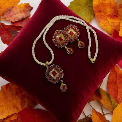 Ruby Real Stones Combo with High-Quality Pearl 24-Inch Mala1
