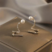 Shiny Rhinestone Imitation Pearl Stud Earrings For Women New Fashion Geometric Ear Studs Ear Bone Clip Girls Jewelry For Party6