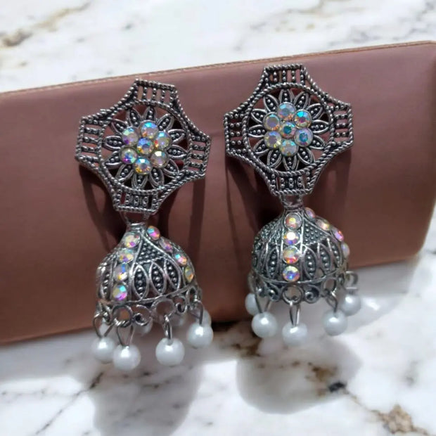 Silver Oxidized Jhumki9