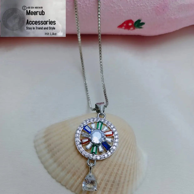 Silver Plated Rainbow Colors Pendant2