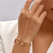 Simple Lovely Butterfly Chains Rings Bracelets for Women Accessories Link Chain Finger Bracelet3