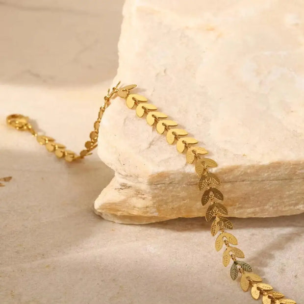 Stainless Steel Geometry Leaf Arrow Chain Airplane Anklets2