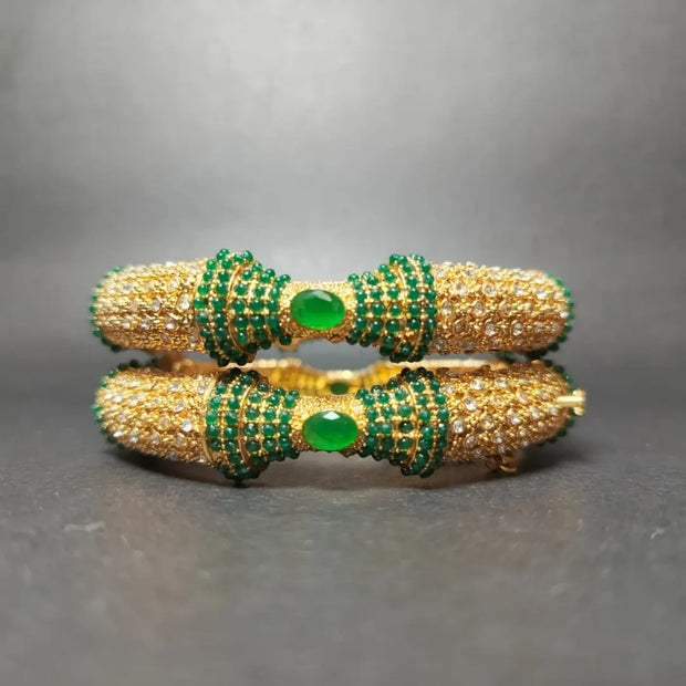 Zarqoon Real Stones Openable Kara Pair128